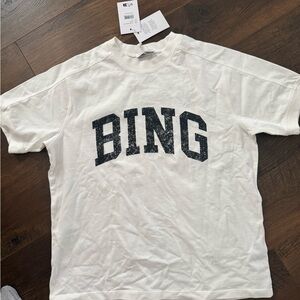 Anine Bing White Tee with Black Logo